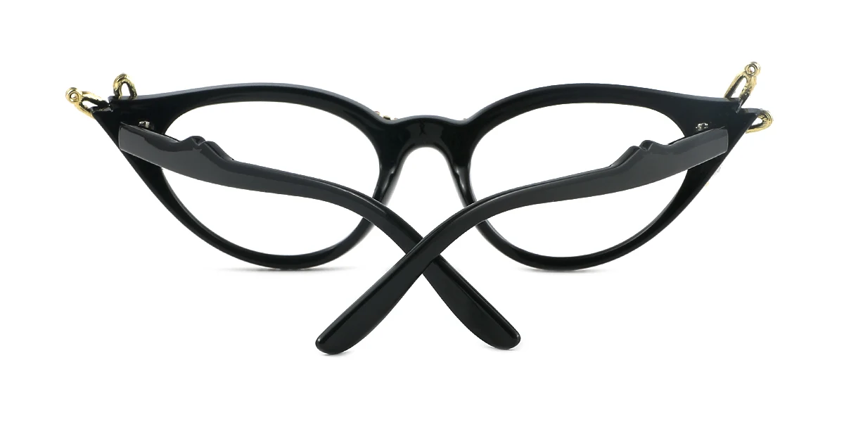 Black Cateye Unique Gorgeous Rhinestone Custom Engraving Eyeglasses | WhereLight