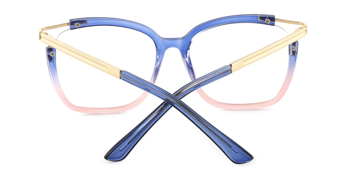 Blue Cateye Rectangle Unique Gorgeous Spring Hinges Eyeglasses | WhereLight