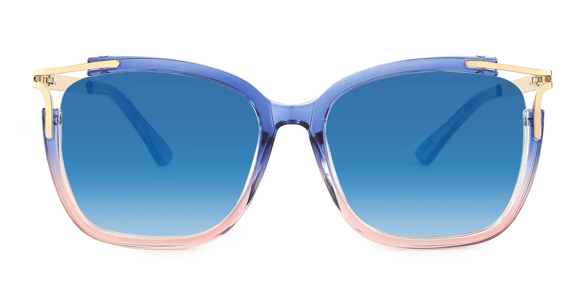 Blue Cateye Rectangle Unique Gorgeous Spring Hinges Eyeglasses | WhereLight