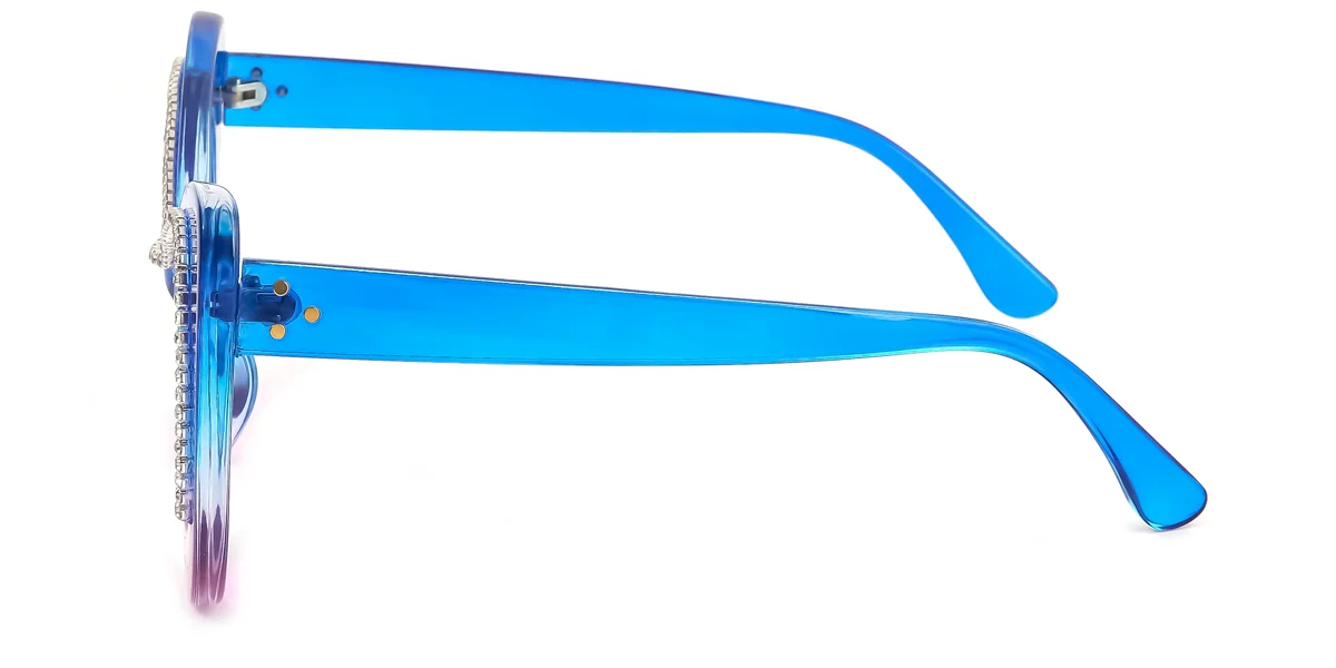 Blue Cateye Unique Gorgeous Rhinestone Custom Engraving Eyeglasses | WhereLight