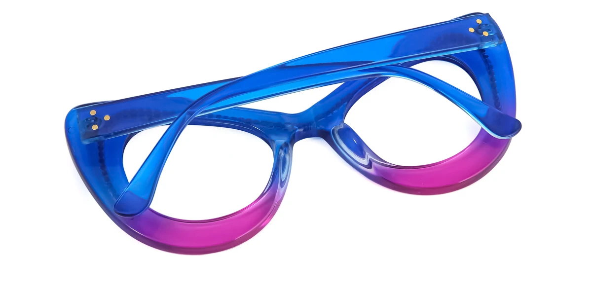 Blue Cateye Unique Gorgeous Rhinestone Custom Engraving Eyeglasses | WhereLight
