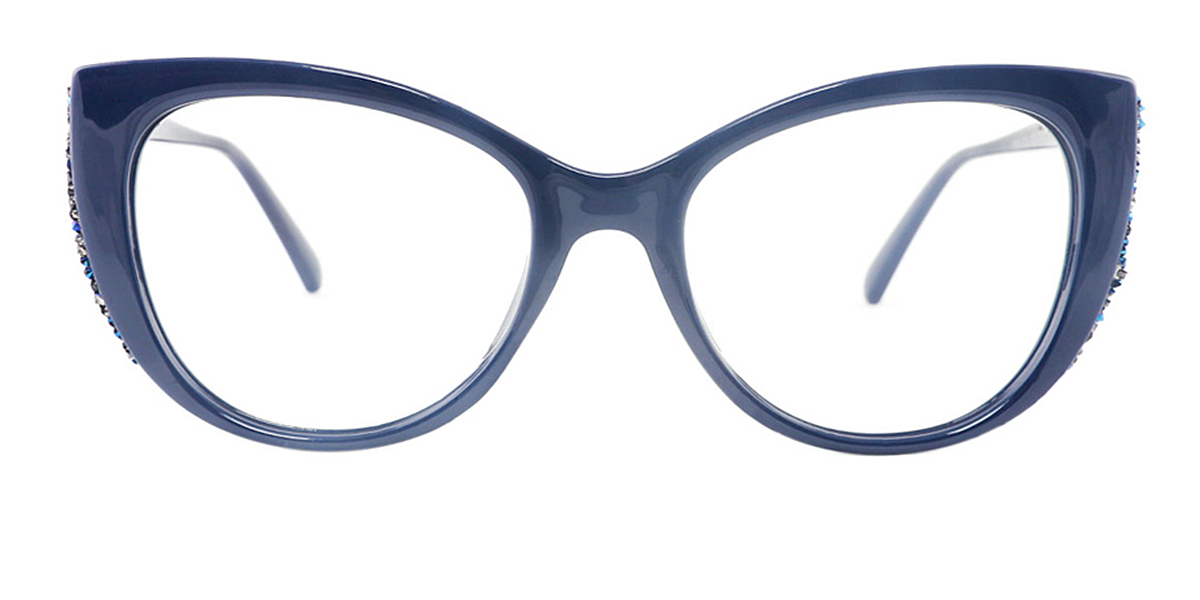 Aesthetic Bling Cat Eye Optical Eyewear Glasses for Women Full-Rim ...