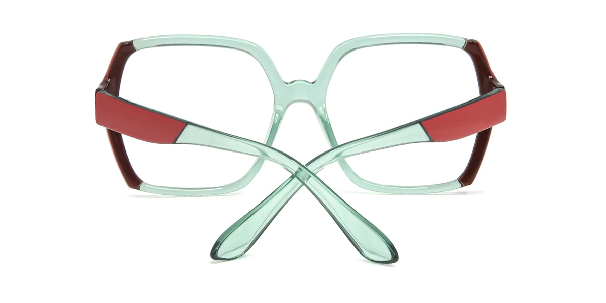 Green Rectangle Geometric Retro Unique Custom Engraving Eyeglasses | WhereLight