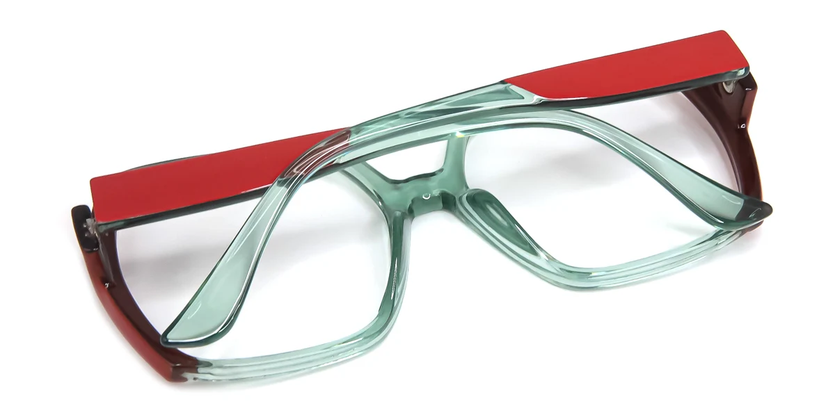 Green Rectangle Geometric Retro Unique Custom Engraving Eyeglasses | WhereLight