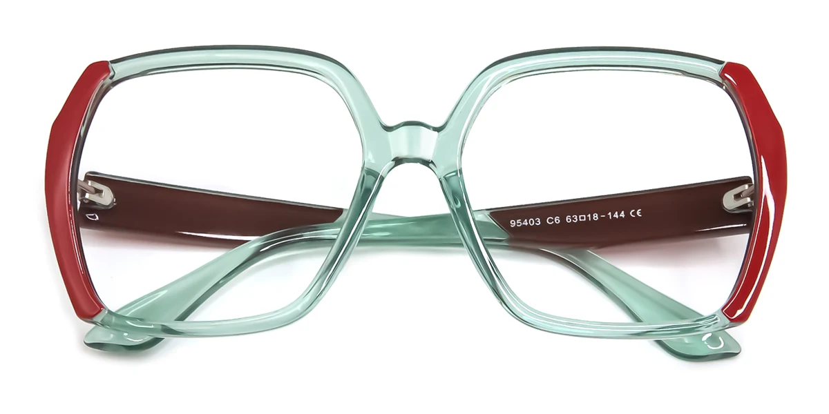 Green Rectangle Geometric Retro Unique Custom Engraving Eyeglasses | WhereLight