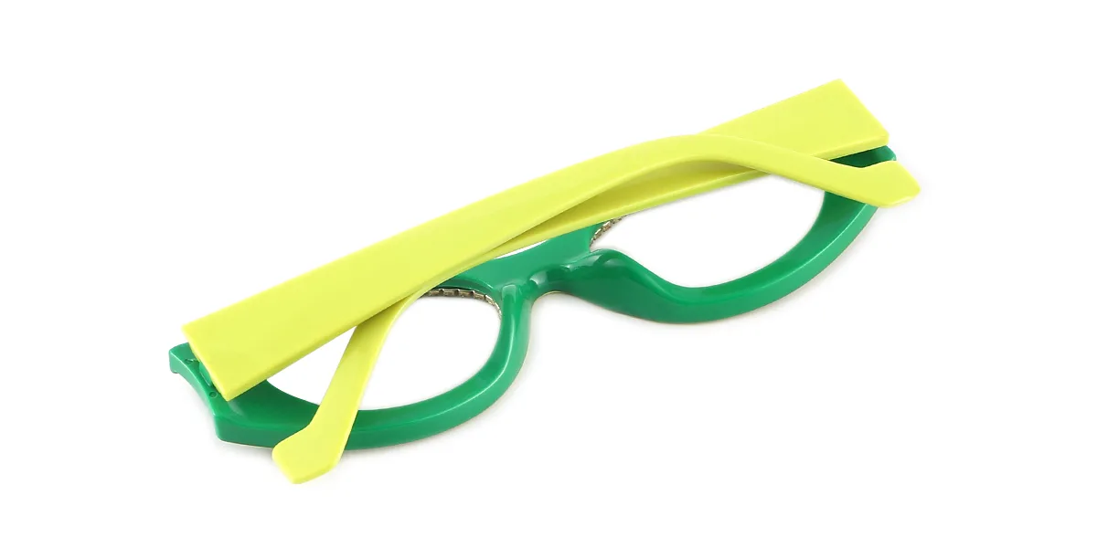 Green Oval Rhinestone Custom Engraving Eyeglasses | WhereLight