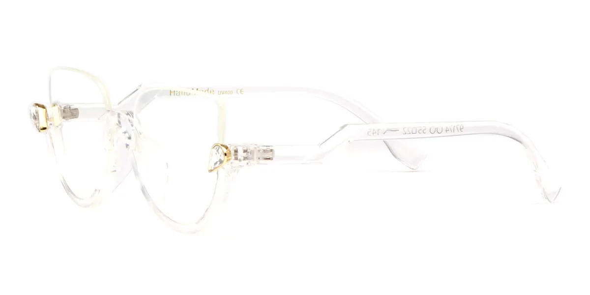 Clear Cateye Unique Gorgeous Rhinestone Custom Engraving Eyeglasses | WhereLight