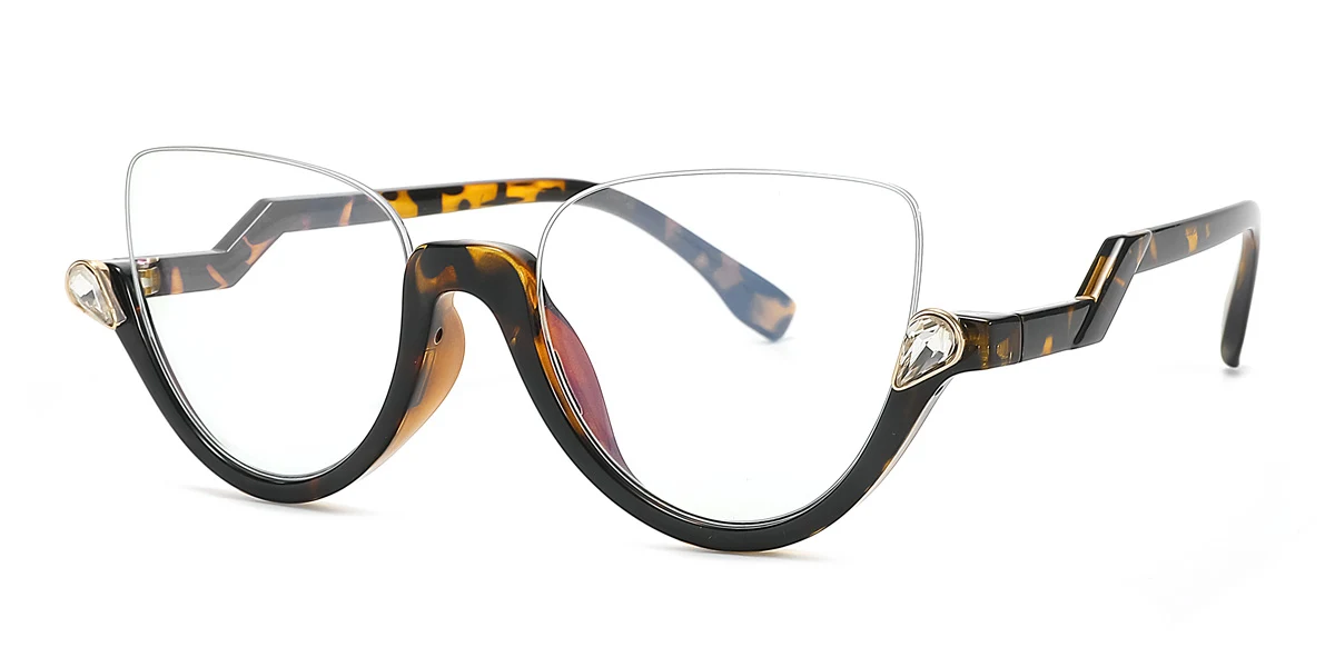 Tortoiseshell Cateye Unique Gorgeous Rhinestone Custom Engraving Eyeglasses | WhereLight
