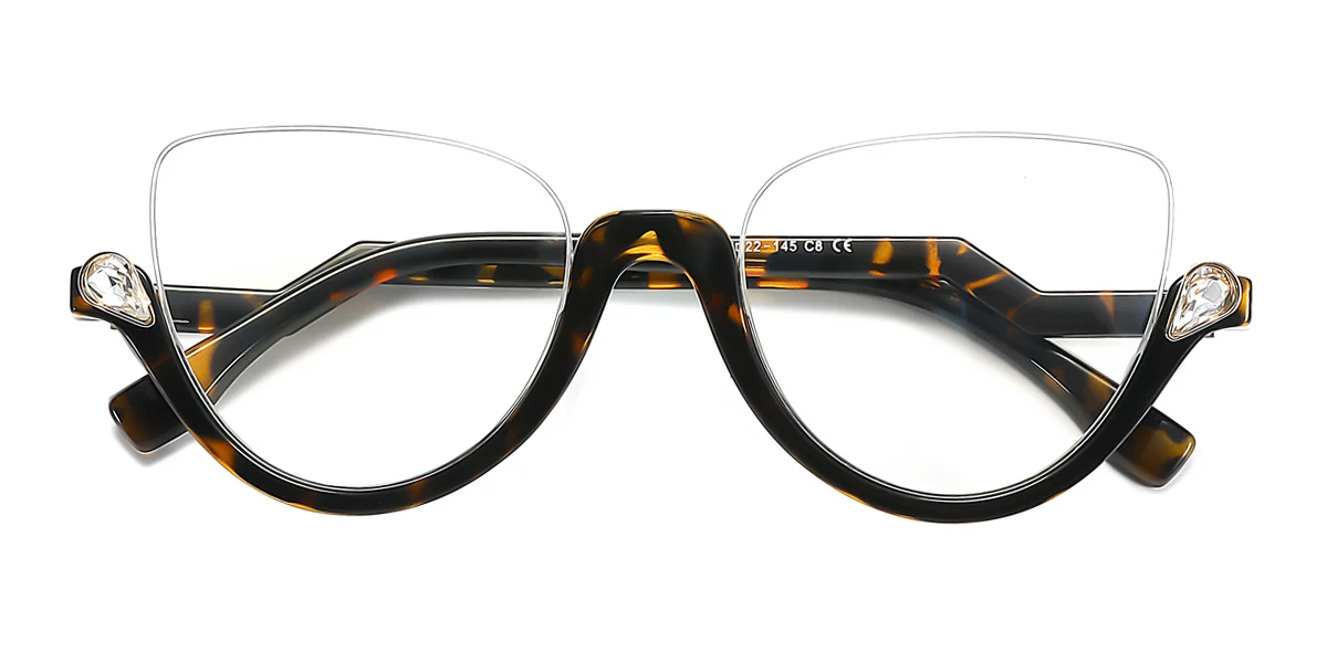 Tortoiseshell Cateye Unique Gorgeous Rhinestone Custom Engraving Eyeglasses | WhereLight