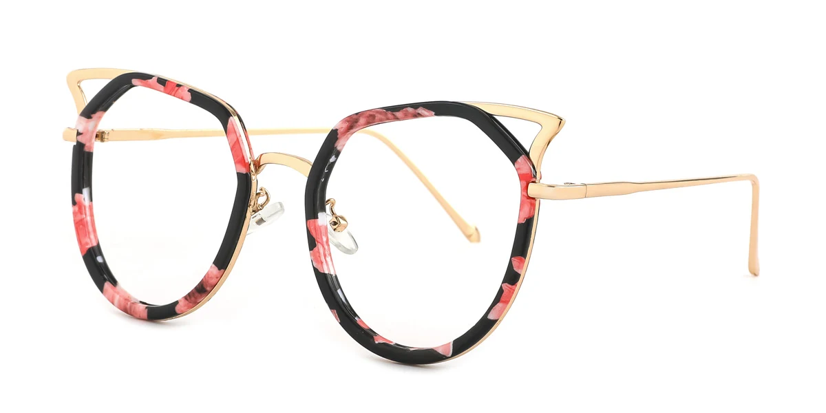 Floral Cateye Geometric Unique Custom Engraving Eyeglasses | WhereLight
