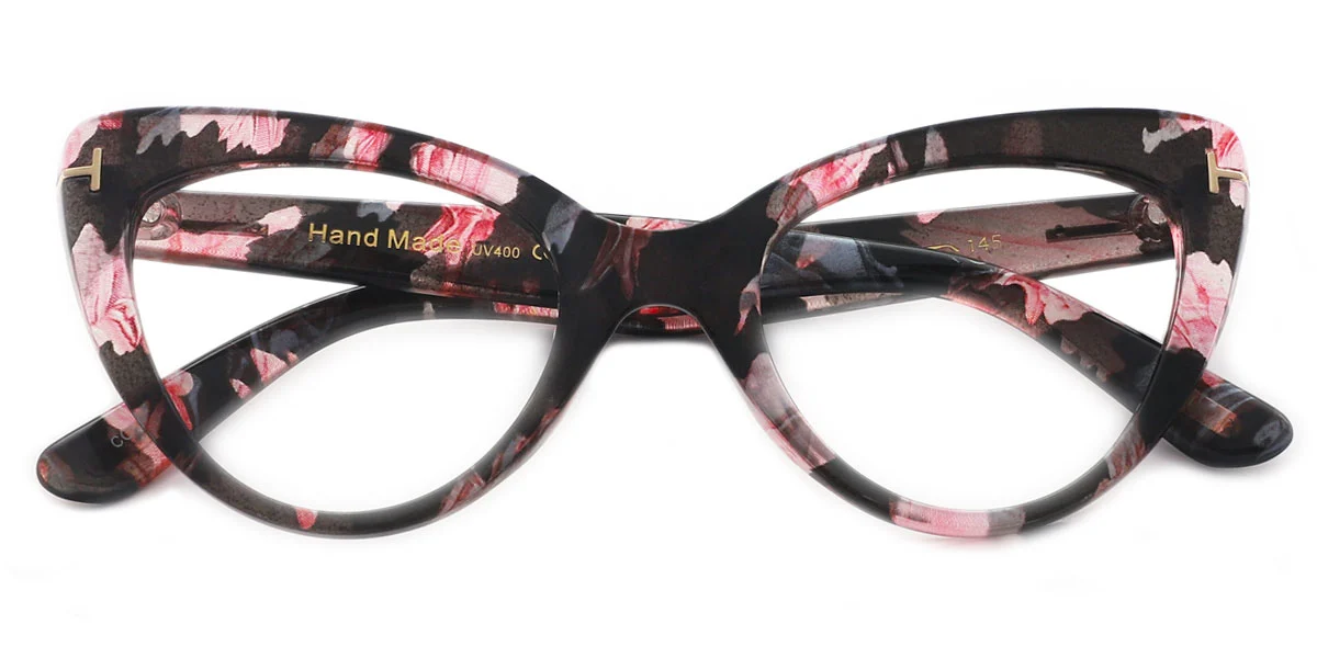 Floral Cateye Unique Custom Engraving Eyeglasses | WhereLight