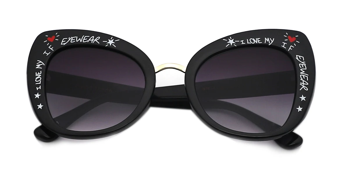 Black Cateye Unique Custom Engraving Sunglasses | WhereLight