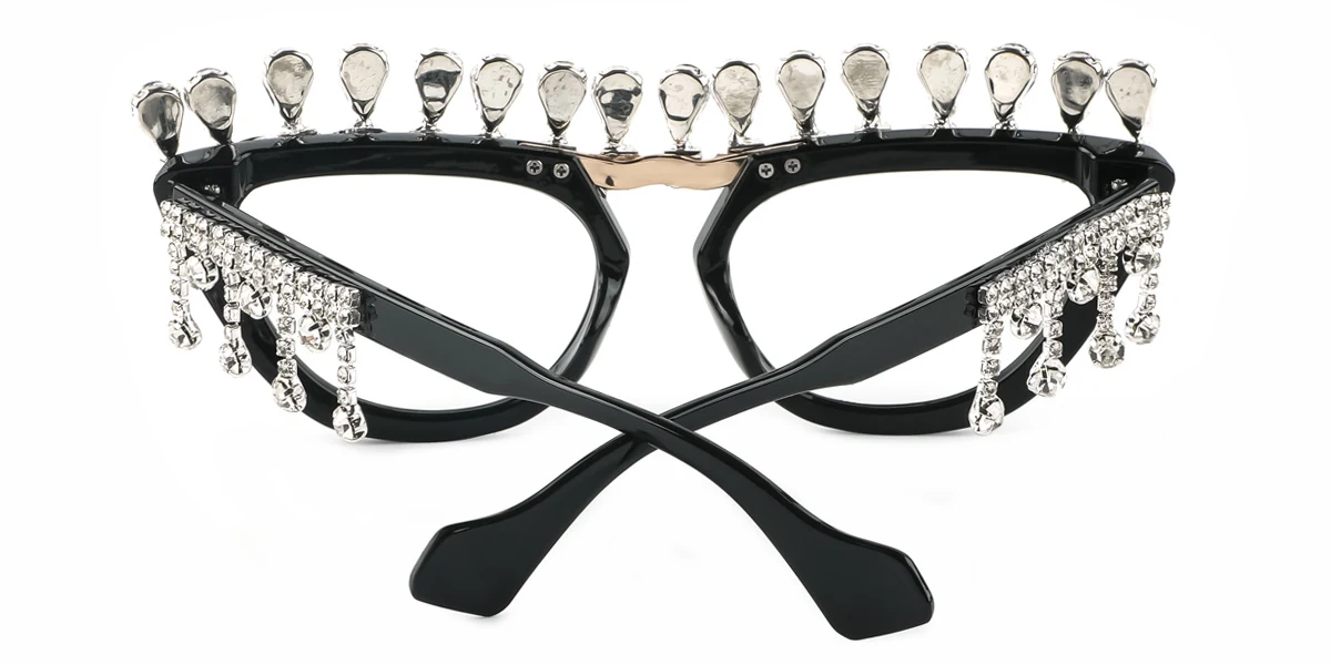 Black Cateye Gorgeous Rhinestone  Eyeglasses | WhereLight
