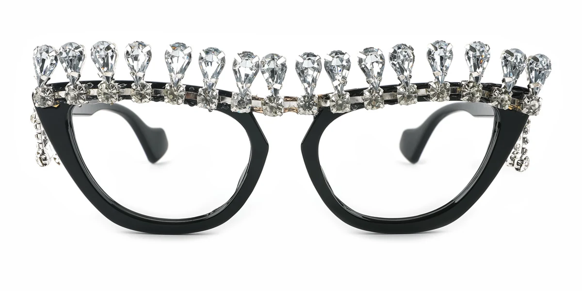 Black Cateye Gorgeous Rhinestone  Eyeglasses | WhereLight