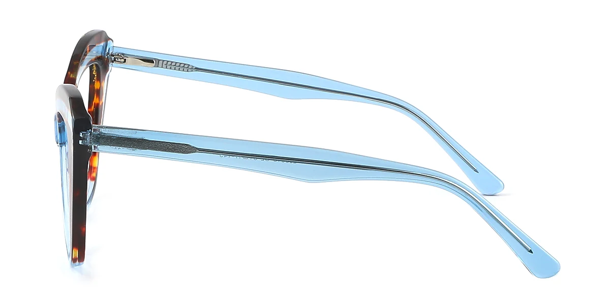 Blue Cateye Gorgeous Floral Acetate Spring Hinges Custom Engraving Eyeglasses | WhereLight