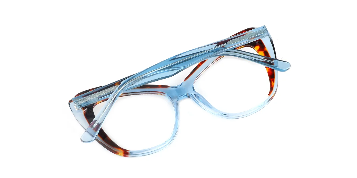 Blue Cateye Gorgeous Floral Acetate Spring Hinges Custom Engraving Eyeglasses | WhereLight