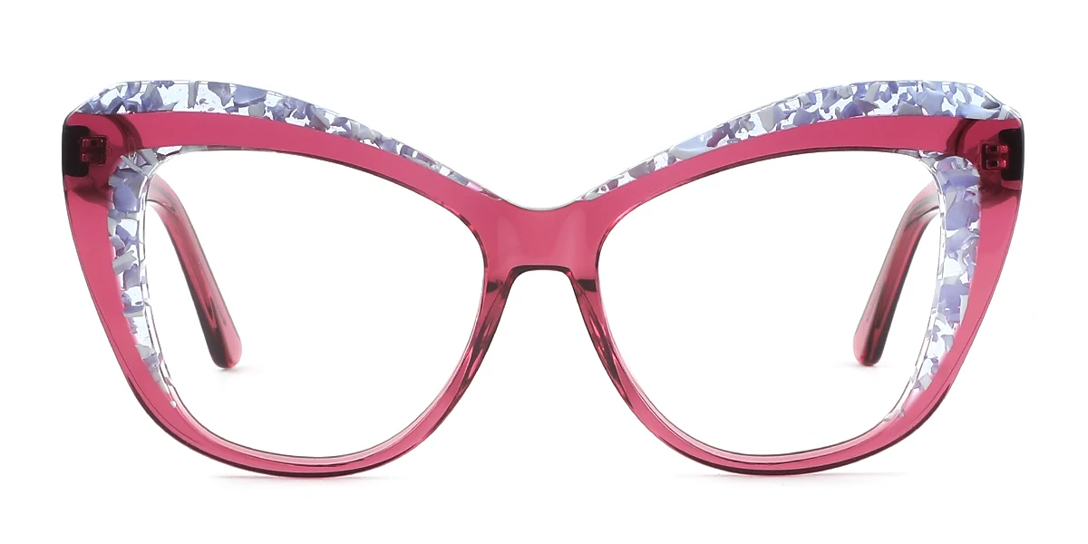Purple Cateye Gorgeous Floral Acetate Spring Hinges Eyeglasses | WhereLight