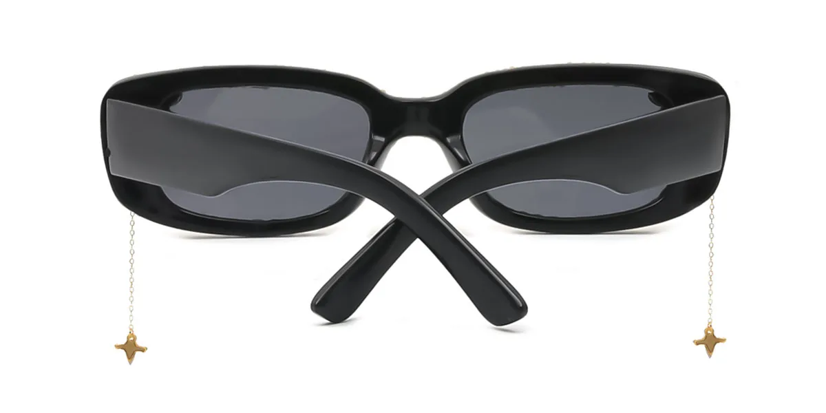 Black Rectangle Unique Gorgeous Rhinestone Custom Engraving Sunglasses | WhereLight
