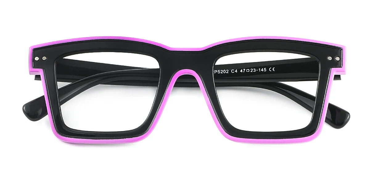 Purple Rectangle Simple Custom Engraving Eyeglasses Wherelight 5853