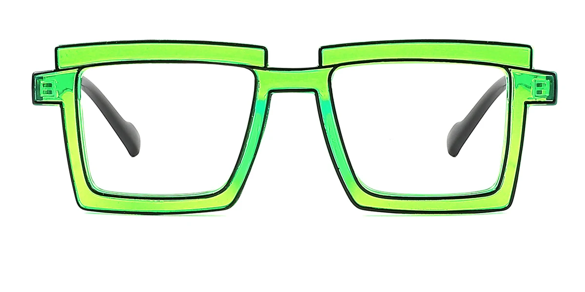 Green Rectangle Unique Custom Engraving Eyeglasses WhereLight