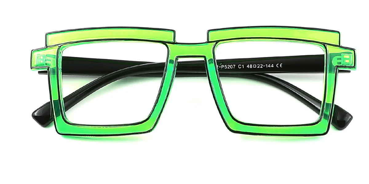 Green Rectangle Unique Custom Engraving Eyeglasses WhereLight