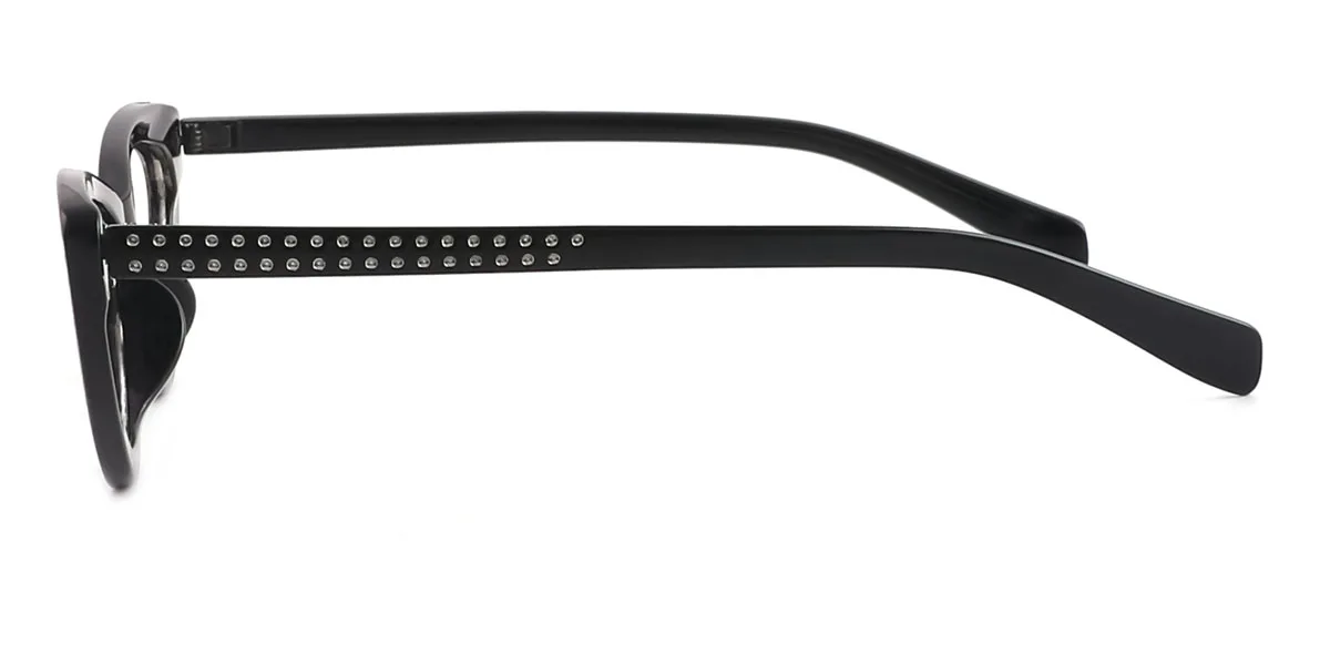 Black Cateye Unique Gorgeous Rhinestone Petit Fit Custom Engraving Eyeglasses | WhereLight