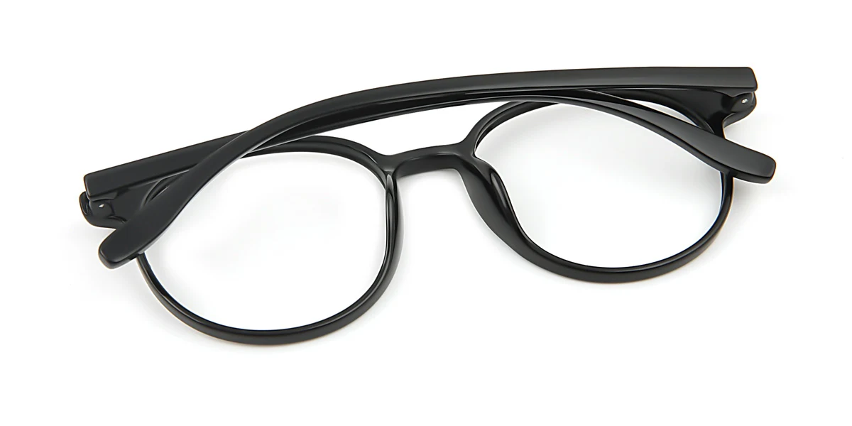 Black Round Oval Simple Classic Retro Sports Super Light Custom Engraving Eyeglasses | WhereLight