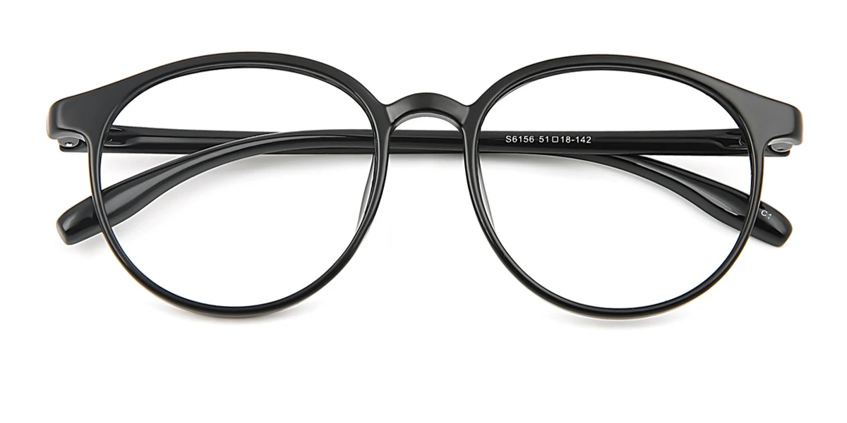 Black Round Oval Simple Classic Retro Sports Super Light Custom Engraving Eyeglasses | WhereLight