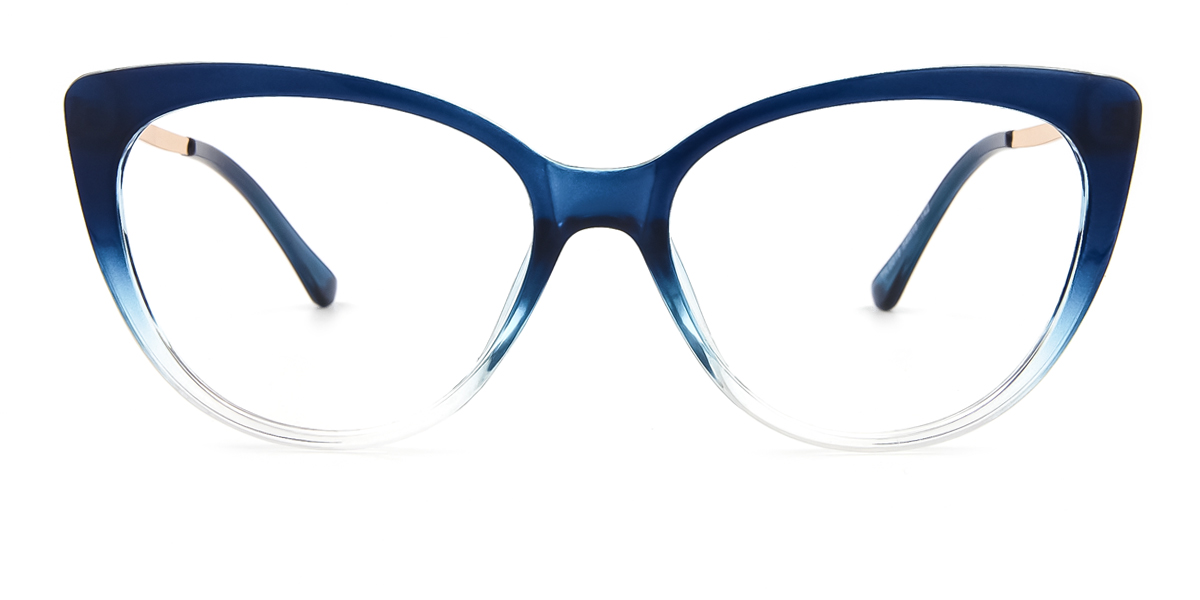 Blue Cateye Oval Classic Retro Unique Gorgeous Spring Hinges Eyeglasses ...