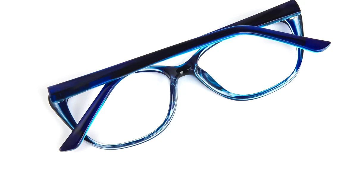 Blue Oval Unique Spring Hinges Custom Engraving Eyeglasses | WhereLight