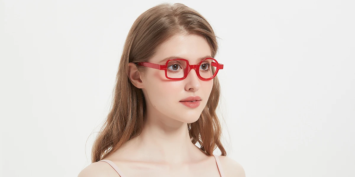 Red Irregular Unique Custom Engraving Eyeglasses | WhereLight