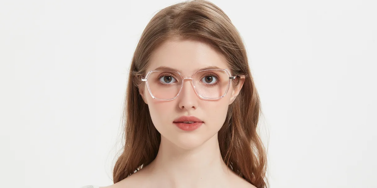 Clear Geometric Irregular Simple Classic Retro Super Light Eyeglasses | WhereLight