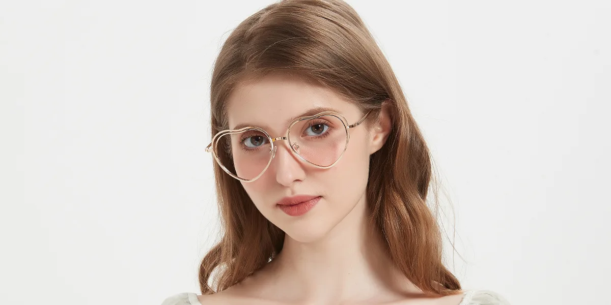 Gold Heart Simple Gorgeous Super Light Eyeglasses | WhereLight