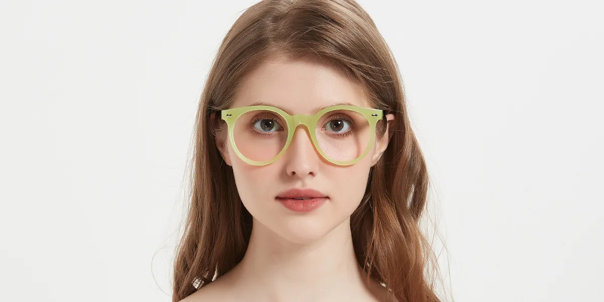 Green Round Classic Custom Engraving Eyeglasses | WhereLight