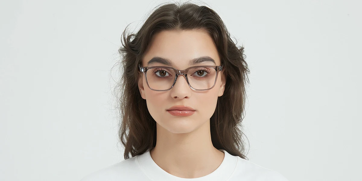 Grey Rectangle Simple Classic Custom Engraving Eyeglasses | WhereLight