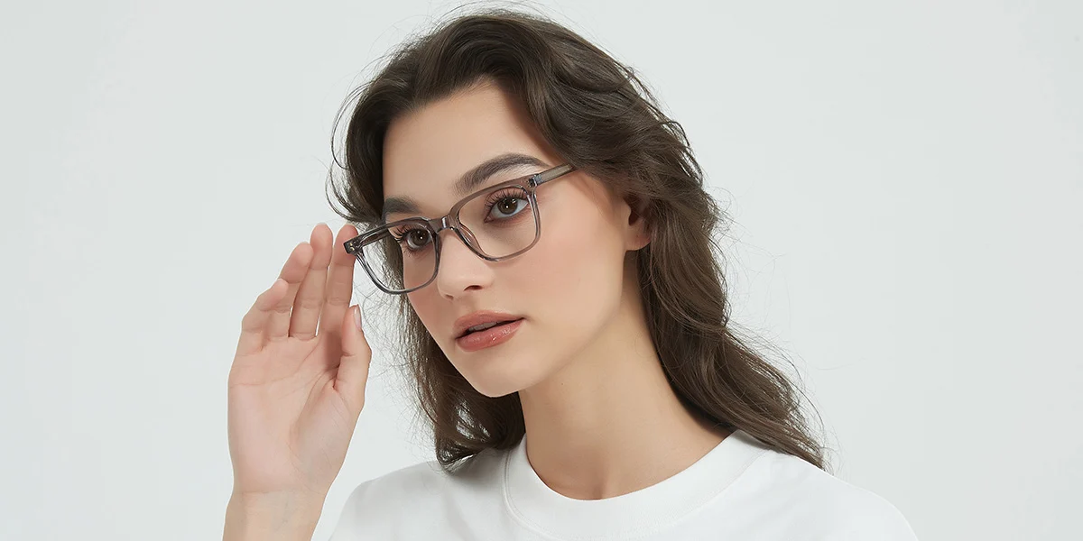 Grey Rectangle Simple Classic Custom Engraving Eyeglasses | WhereLight