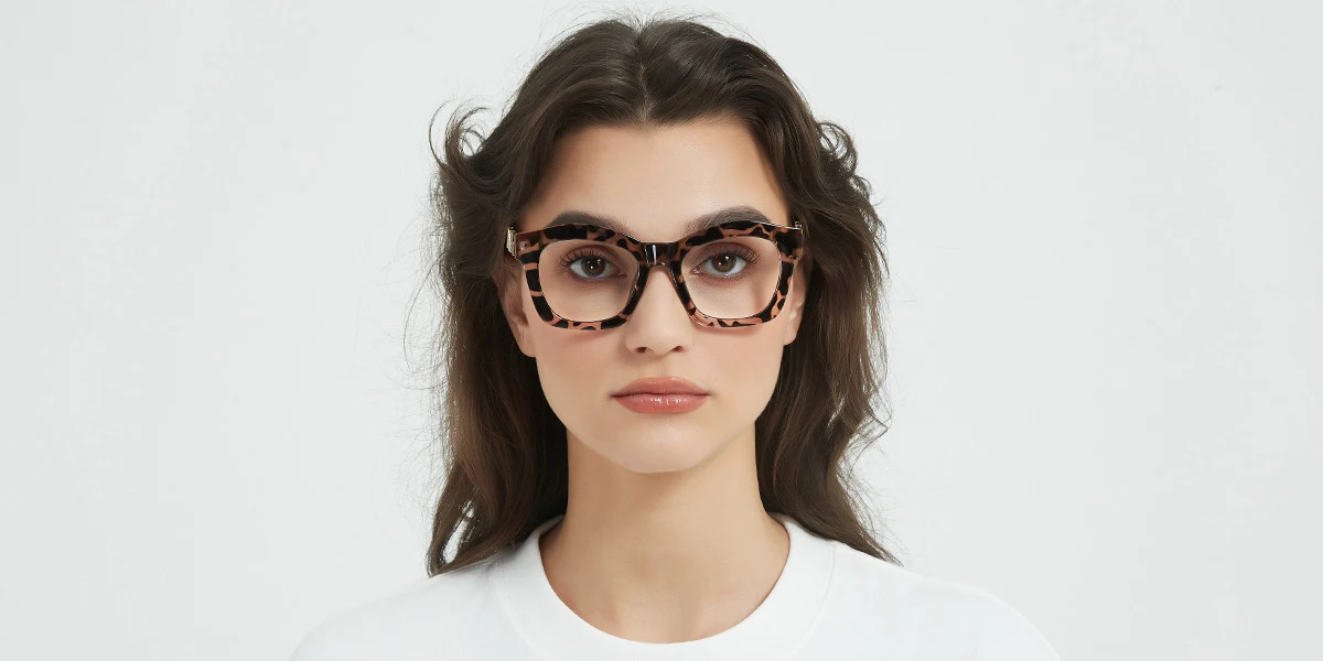 Tortoiseshell Geometric Irregular Retro Unique Custom Engraving Eyeglasses | WhereLight