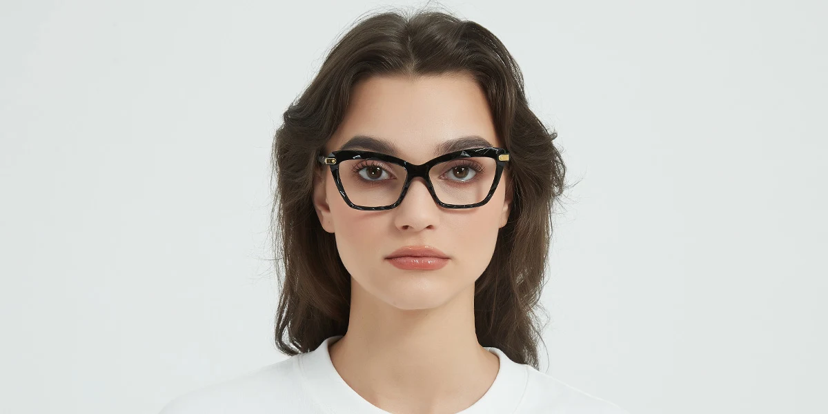Black Cateye Irregular Simple Unique Gorgeous Super Light Custom Engraving Eyeglasses | WhereLight