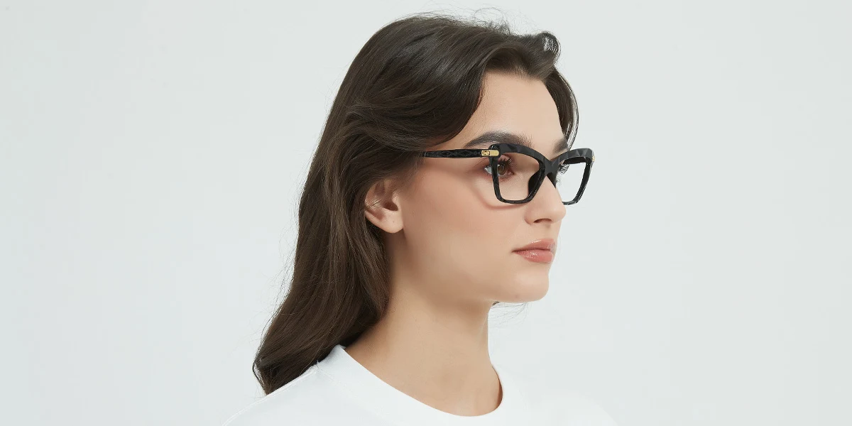 Black Cateye Irregular Simple Unique Gorgeous Super Light Eyeglasses | WhereLight