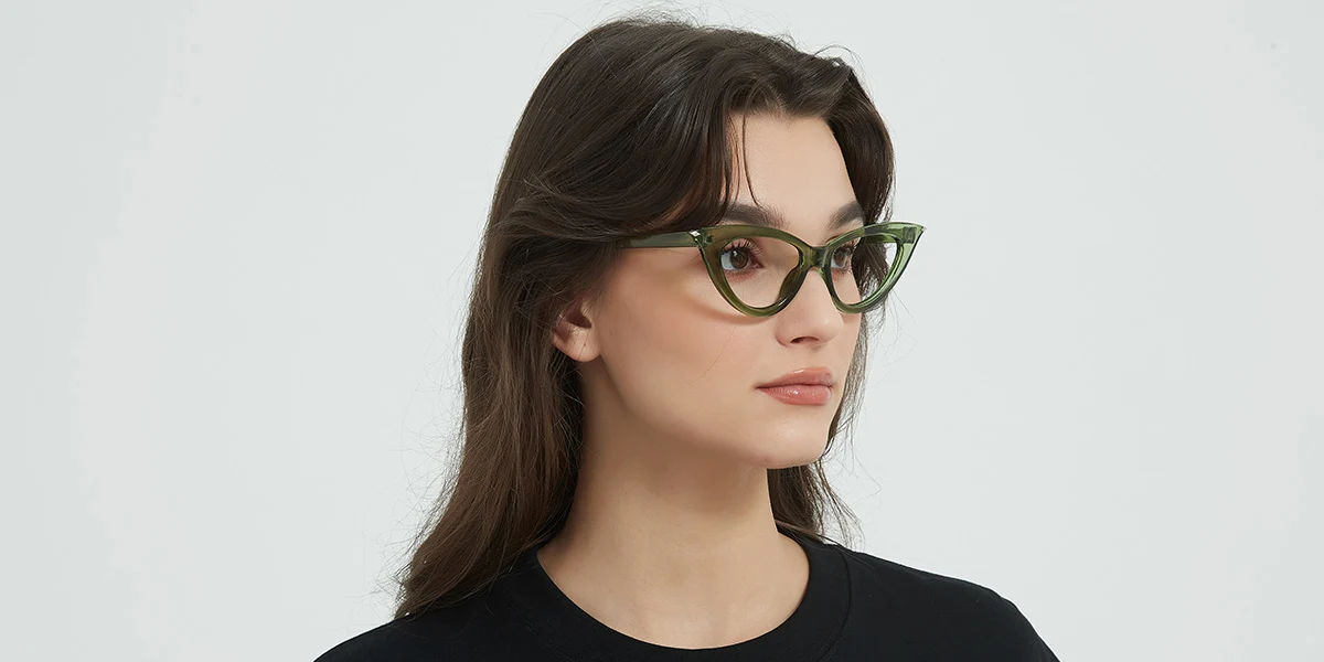 Green Cateye Classic Unique Custom Engraving Eyeglasses | WhereLight