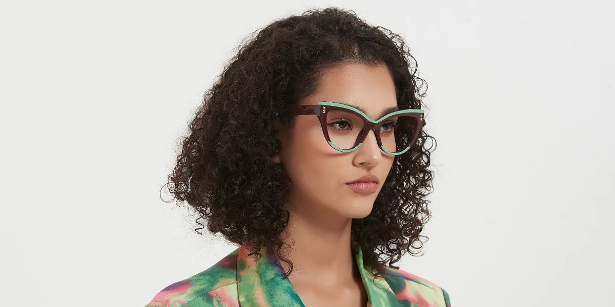 Green Cateye Classic Unique Gorgeous Custom Engraving Eyeglasses | WhereLight