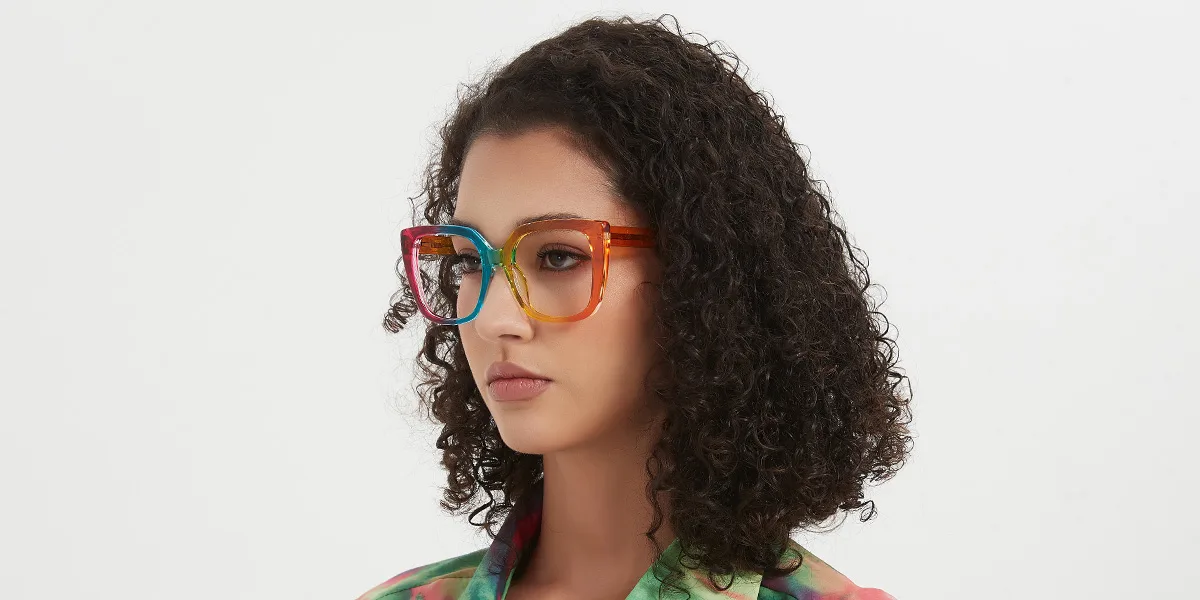 Multicolor Rectangle Retro Unique Gorgeous Spring Hinges Custom Engraving Eyeglasses | WhereLight