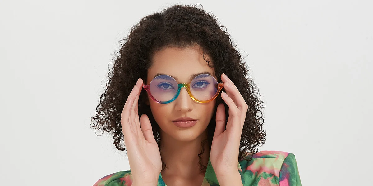Multicolor Round Unique Gorgeous Spring Hinges Custom Engraving Eyeglasses | WhereLight