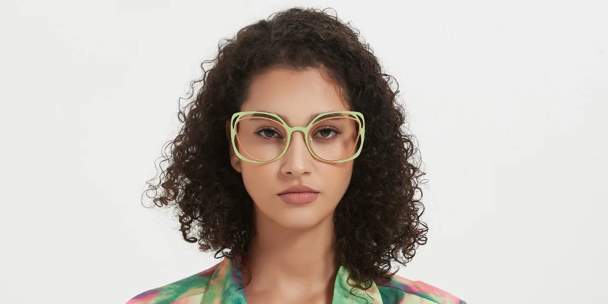 Green Cateye Unique Eyeglasses WhereLight
