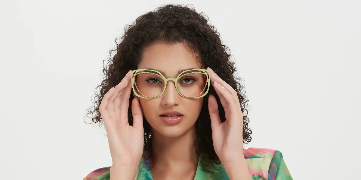 Green Cateye Unique Eyeglasses WhereLight