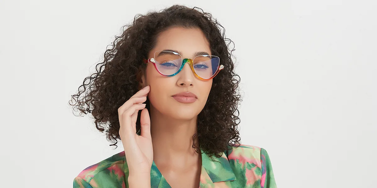 Multicolor Cateye Unique Gorgeous Rhinestone Custom Engraving Eyeglasses | WhereLight