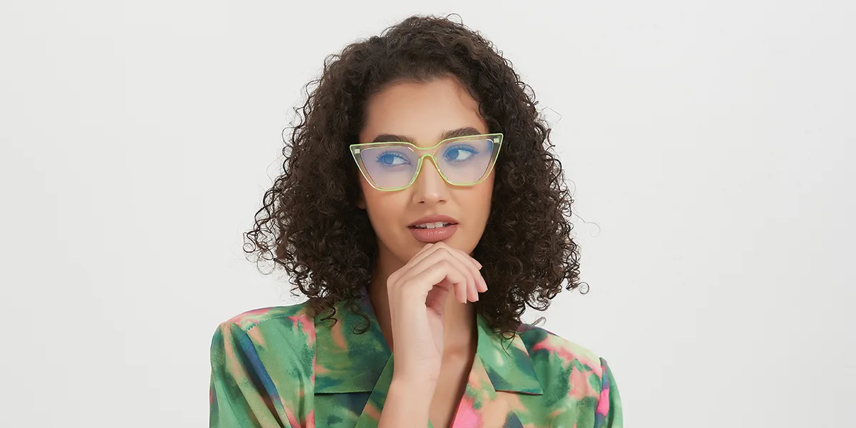 Green Cateye Irregular Retro Unique Gorgeous Spring Hinges Custom Engraving Eyeglasses | WhereLight