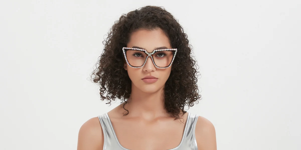 Tortoiseshell Cateye Unique Gorgeous Rhinestone Custom Engraving Eyeglasses | WhereLight