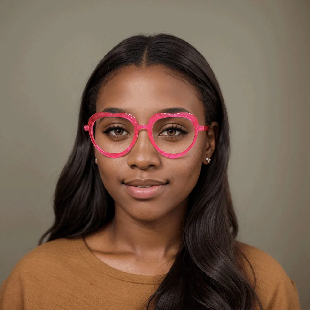 Pink Heart Retro Unique Super Light Custom Engraving Eyeglasses | WhereLight