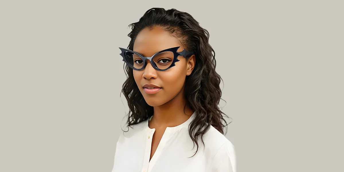 Black Cateye Geometric Unique  Eyeglasses | WhereLight